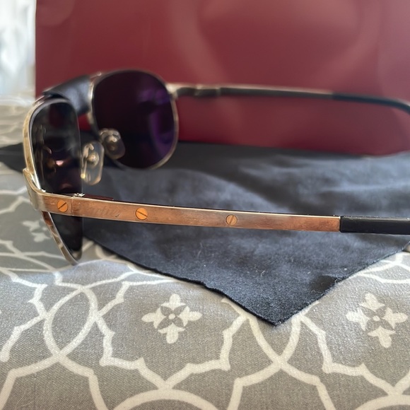 Cartier Santos Dumont Edition Checkered Frame Gold black Color Lens Sunglasses - Picture 5 of 5